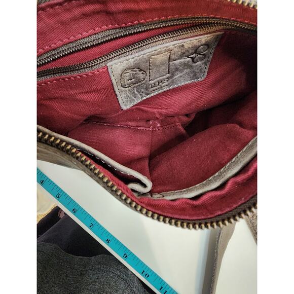 ANTHROPOLOGIE ROCK PAPER SCISSORS Gray Leather Mini Crossbody with Top Zipper - Picture 5 of 7